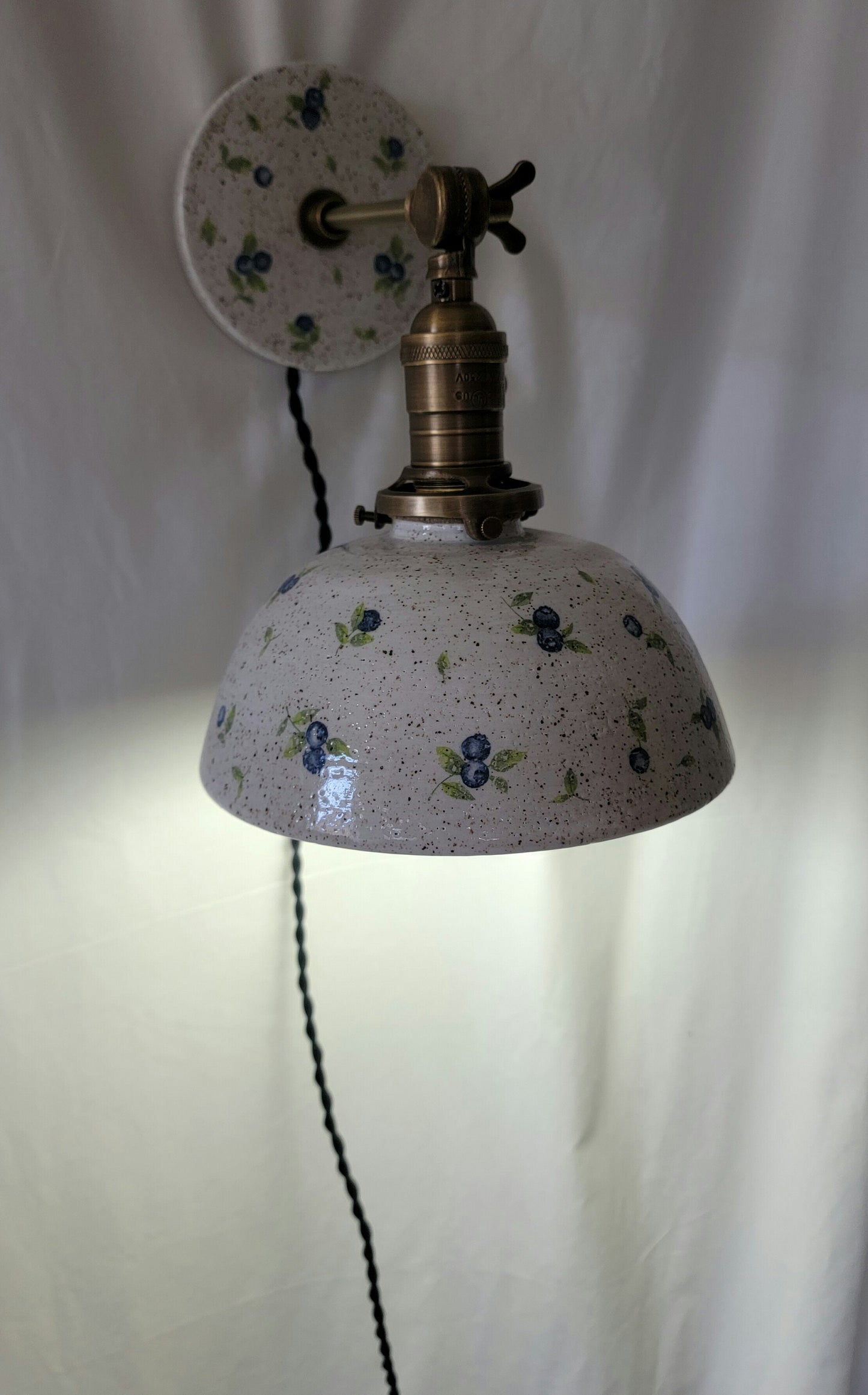Style#102 Beautiful handcrafted blueberry sconce, Farmhouse wall sconce, wall sconce light, pottery lamp, ceramic wall sconce, kitchen lamp