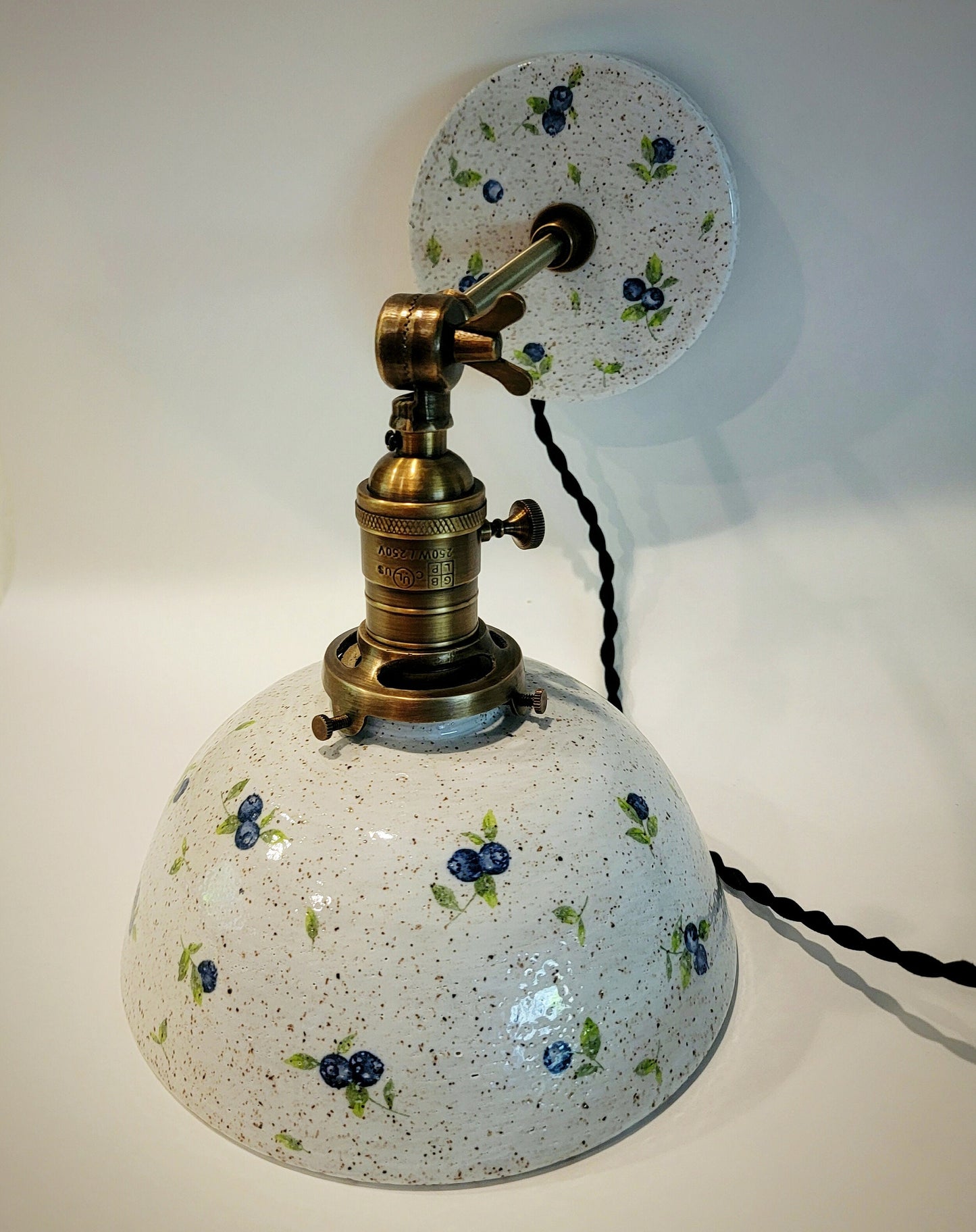 Style#102 Beautiful handcrafted blueberry sconce, Farmhouse wall sconce, wall sconce light, pottery lamp, ceramic wall sconce, kitchen lamp