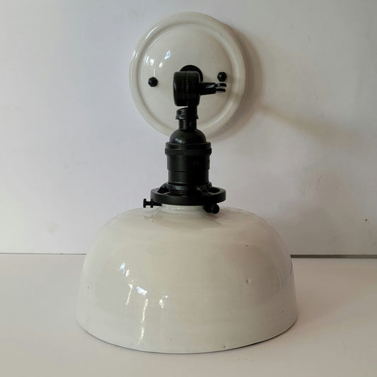Style#017 White Cottage wall sconce with a beautiful matte black fixture