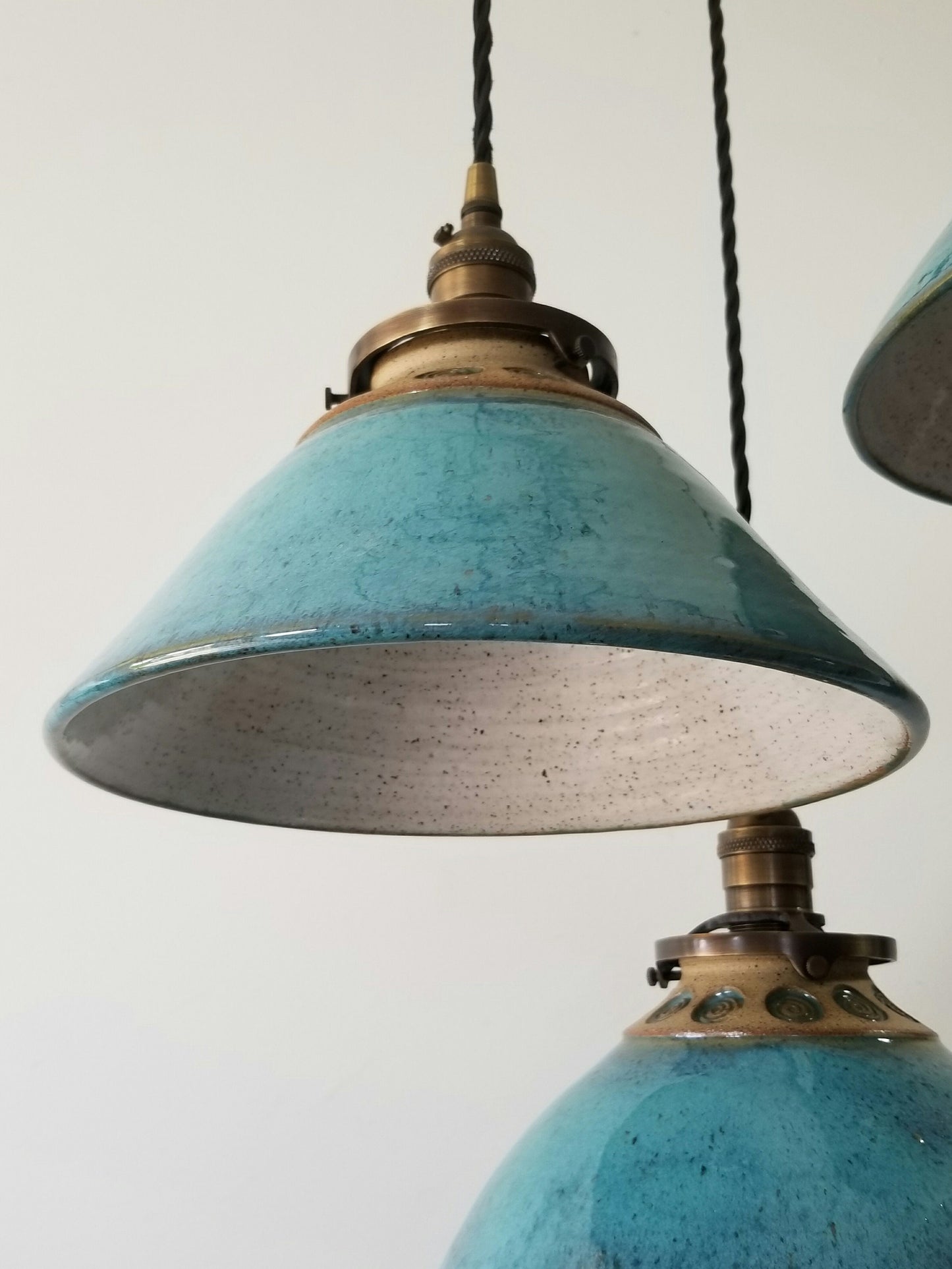 Style#054 Circle of Life, Handstamped, Hanging Pendant Lamp, sold separately, Kitchen island light, Hanging pottery lamp, ceramic lamp,
