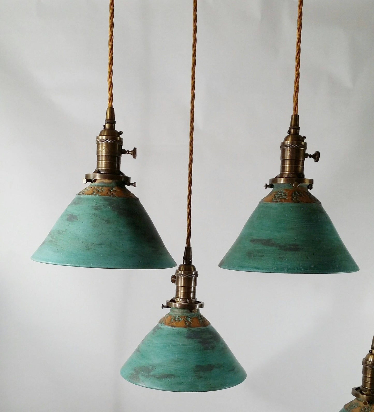 Style#034 Lighting, Green patina, hanging pendant lamp, kitchen island light,