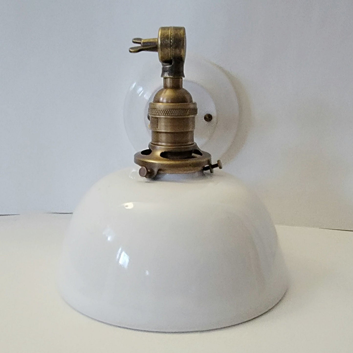 Style#066 White farmhouse lamp, with,adjustable arm, and vintage looking wall plate, wall light, bedside wall light, plug in wall sconce,