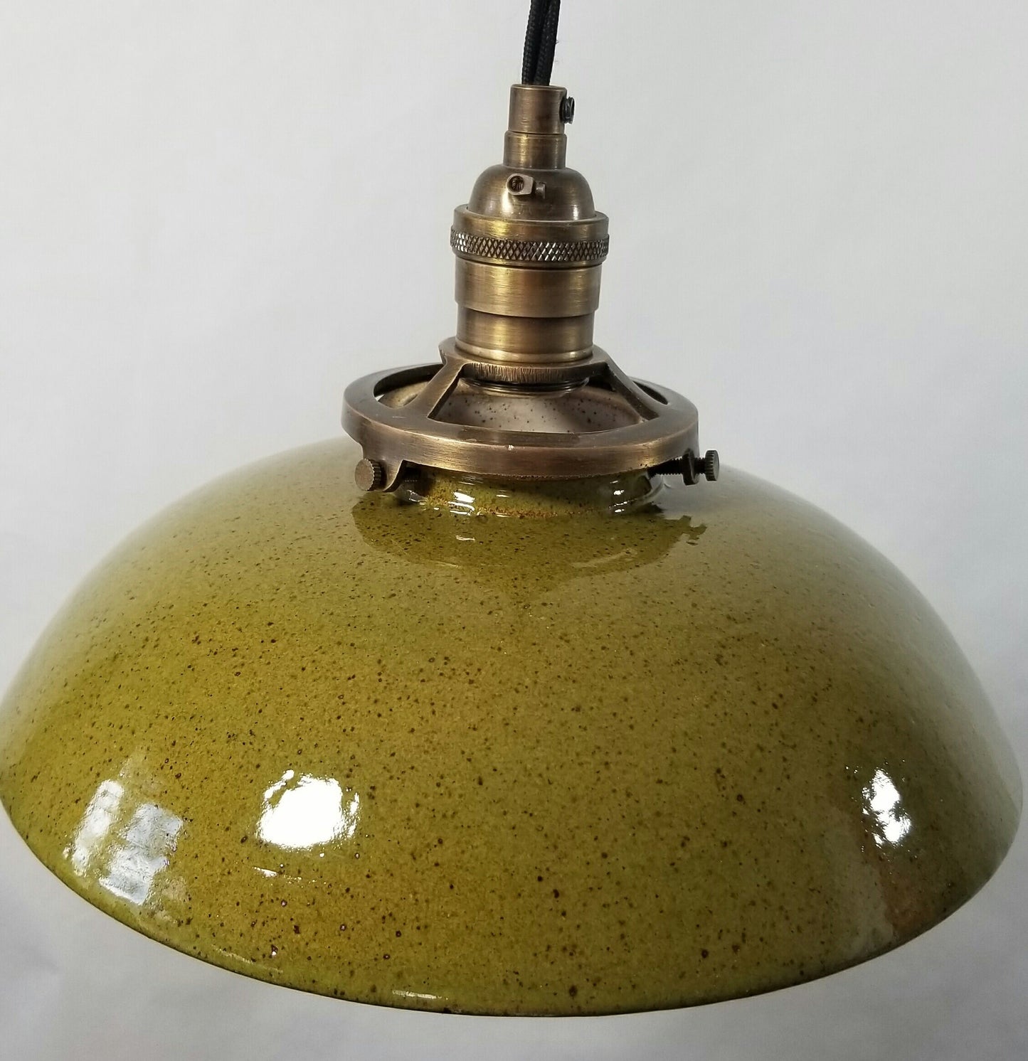 Style#053 Toad-ily green speckled light, hanging pendant lamp, ceramic light, pottery lamp, restaurant