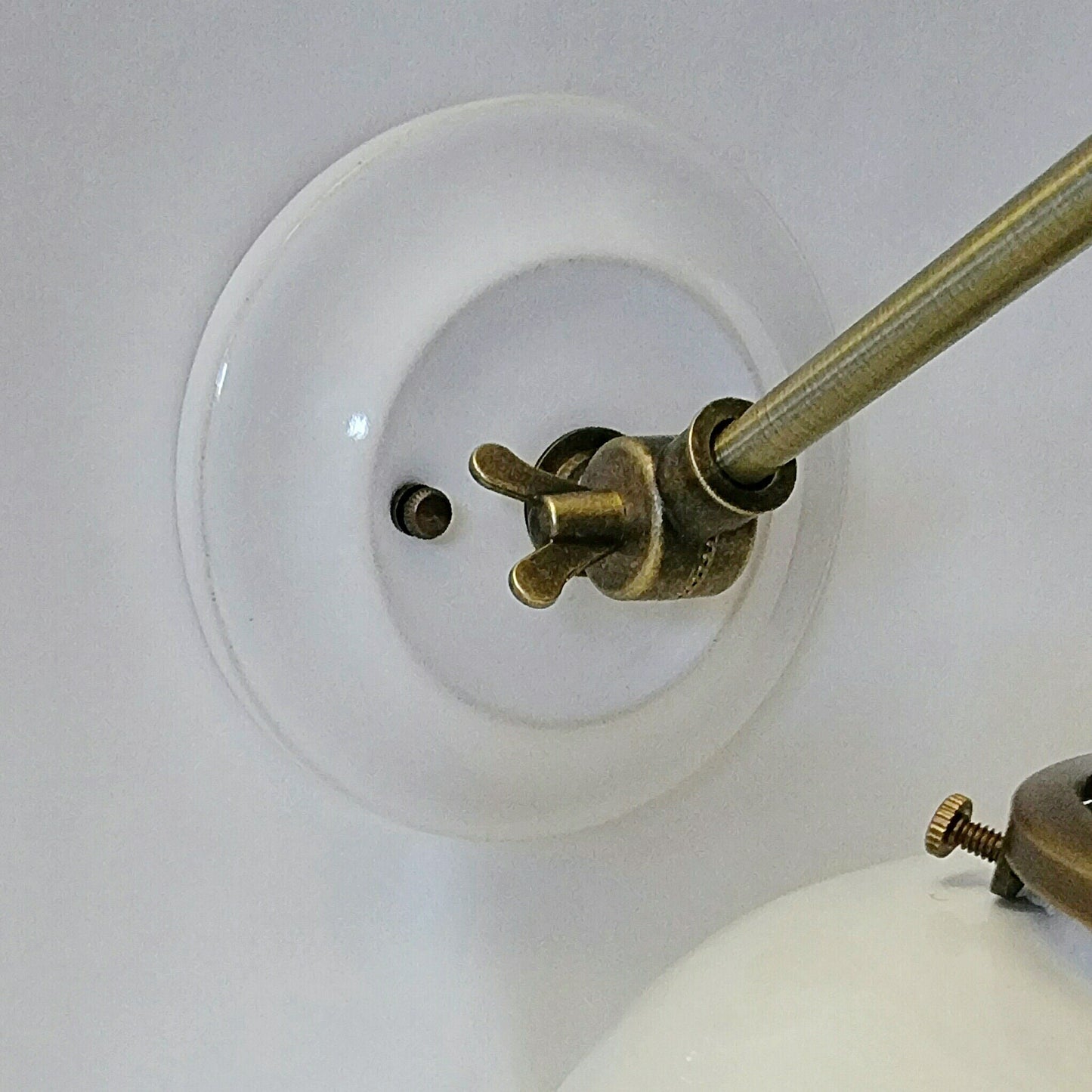Style#066 White farmhouse lamp, with,adjustable arm, and vintage looking wall plate, wall light, bedside wall light, plug in wall sconce,