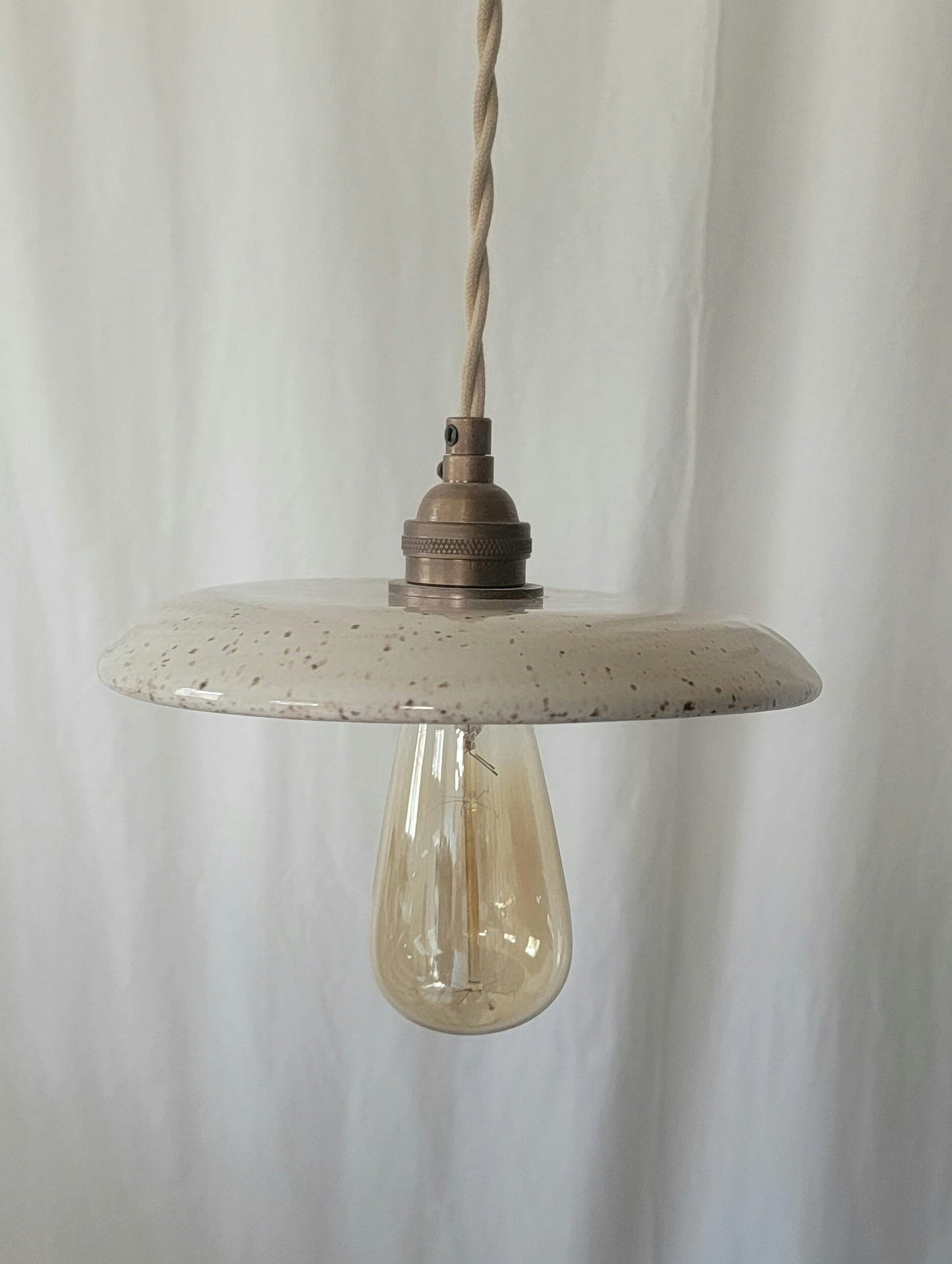Style#104 Beautiful egg shell cream speckled pendant light