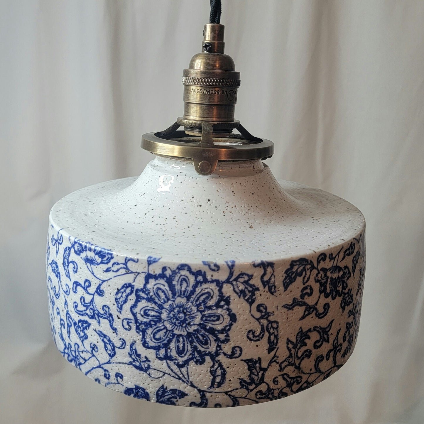 Style#069  Floral Farm house light, modern farmhouse light, hanging clay lamp, kitchen island lights, housewarming gift, artisan clay lamp