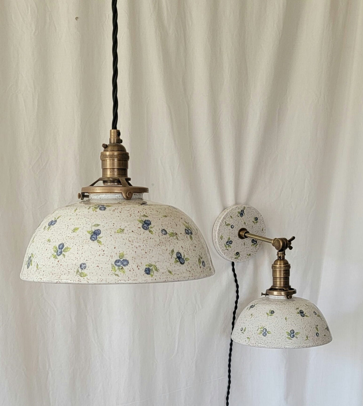 Style#102  Beautiful handcrafted blueberry sconce, Farmhouse wall sconce, wall sconce light, pottery lamp, ceramic wall sconce, kitchen lamp