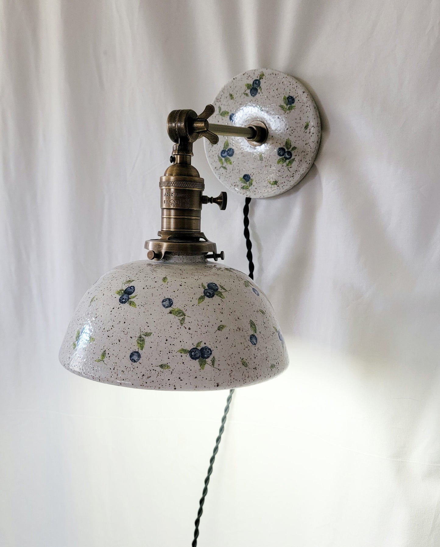 Style#102  Beautiful handcrafted blueberry sconce, Farmhouse wall sconce, wall sconce light, pottery lamp, ceramic wall sconce, kitchen lamp