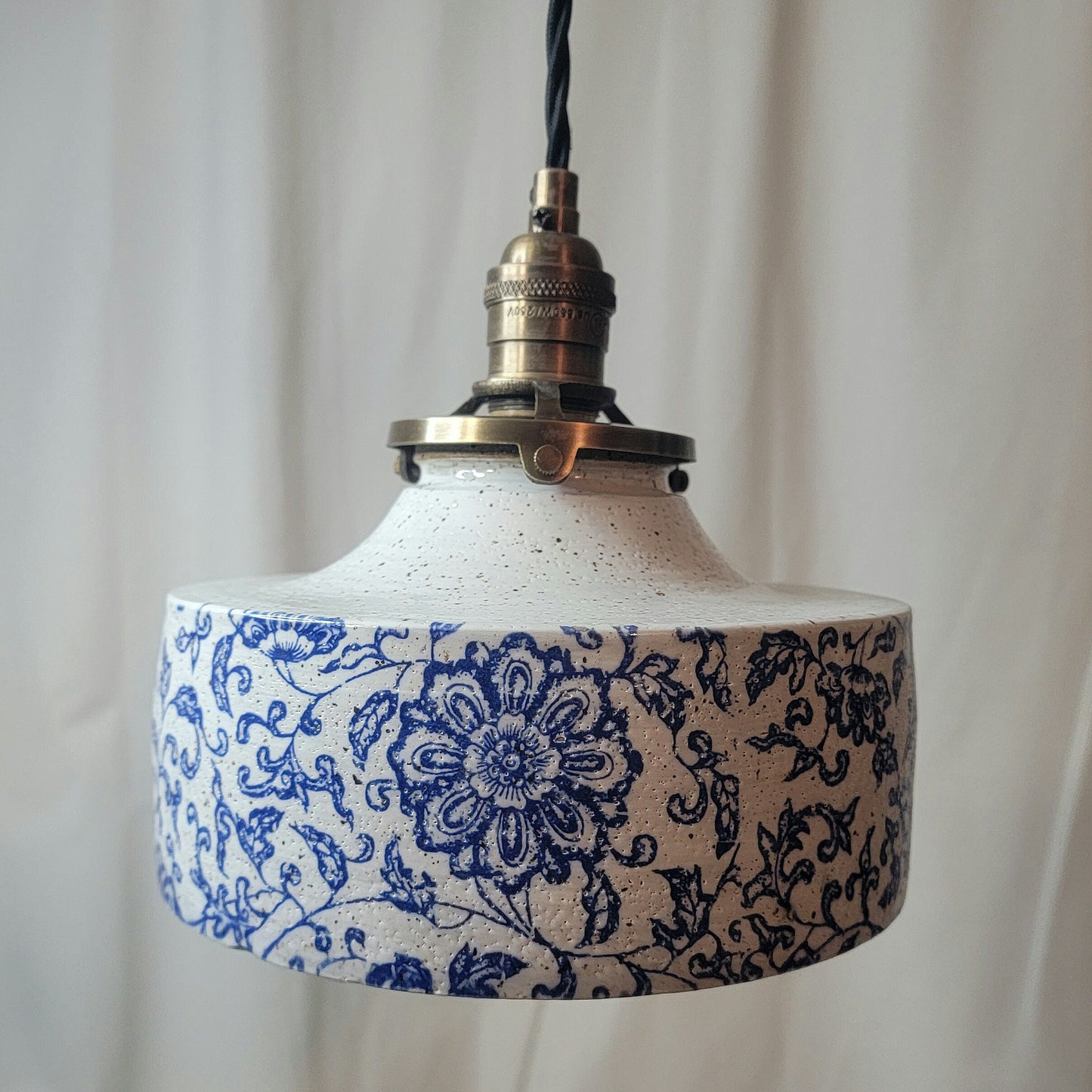 Style#069  Floral Farm house light, modern farmhouse light, hanging clay lamp, kitchen island lights, housewarming gift, artisan clay lamp