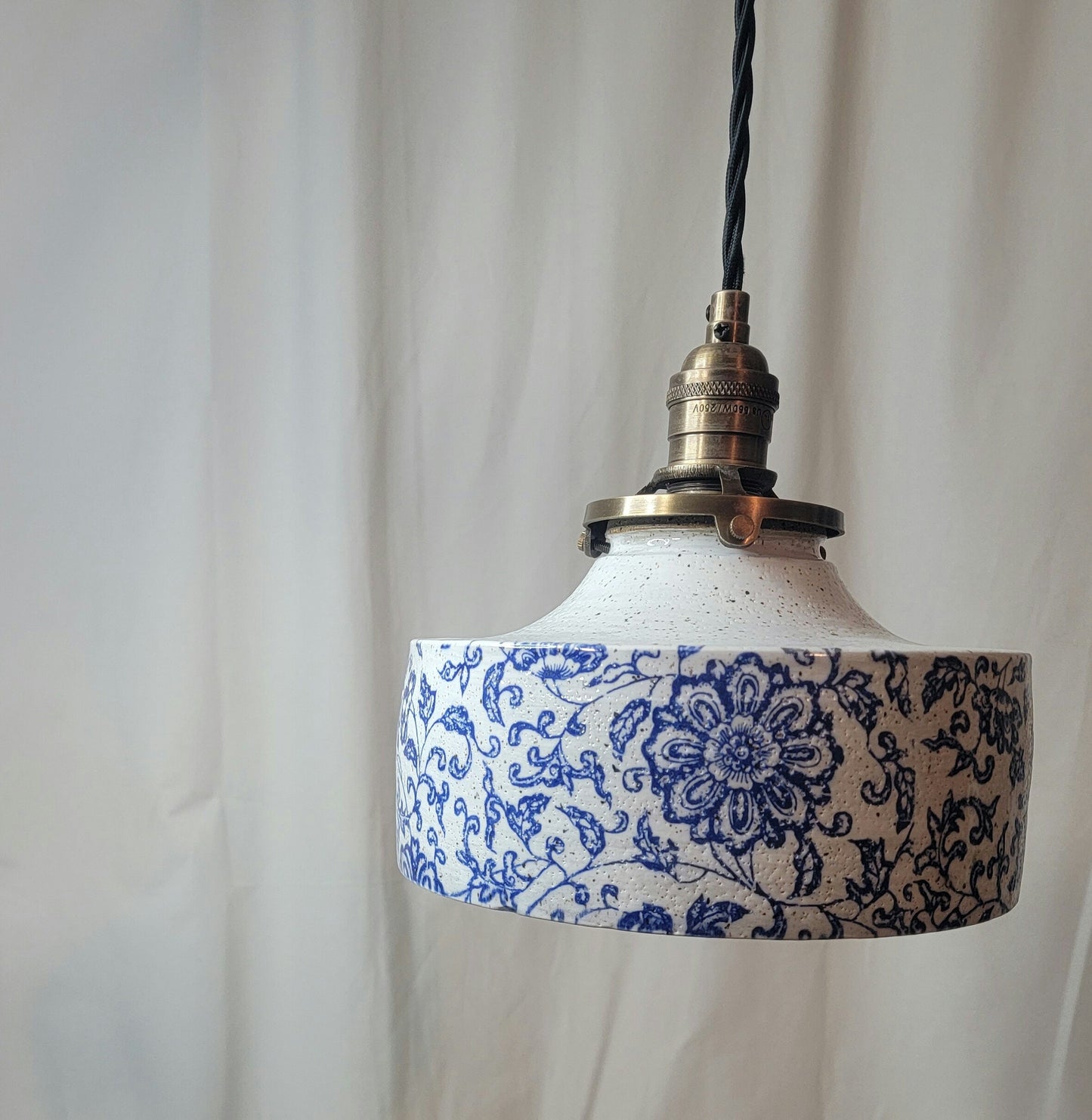 Style#069  Floral Farm house light, modern farmhouse light, hanging clay lamp, kitchen island lights, housewarming gift, artisan clay lamp