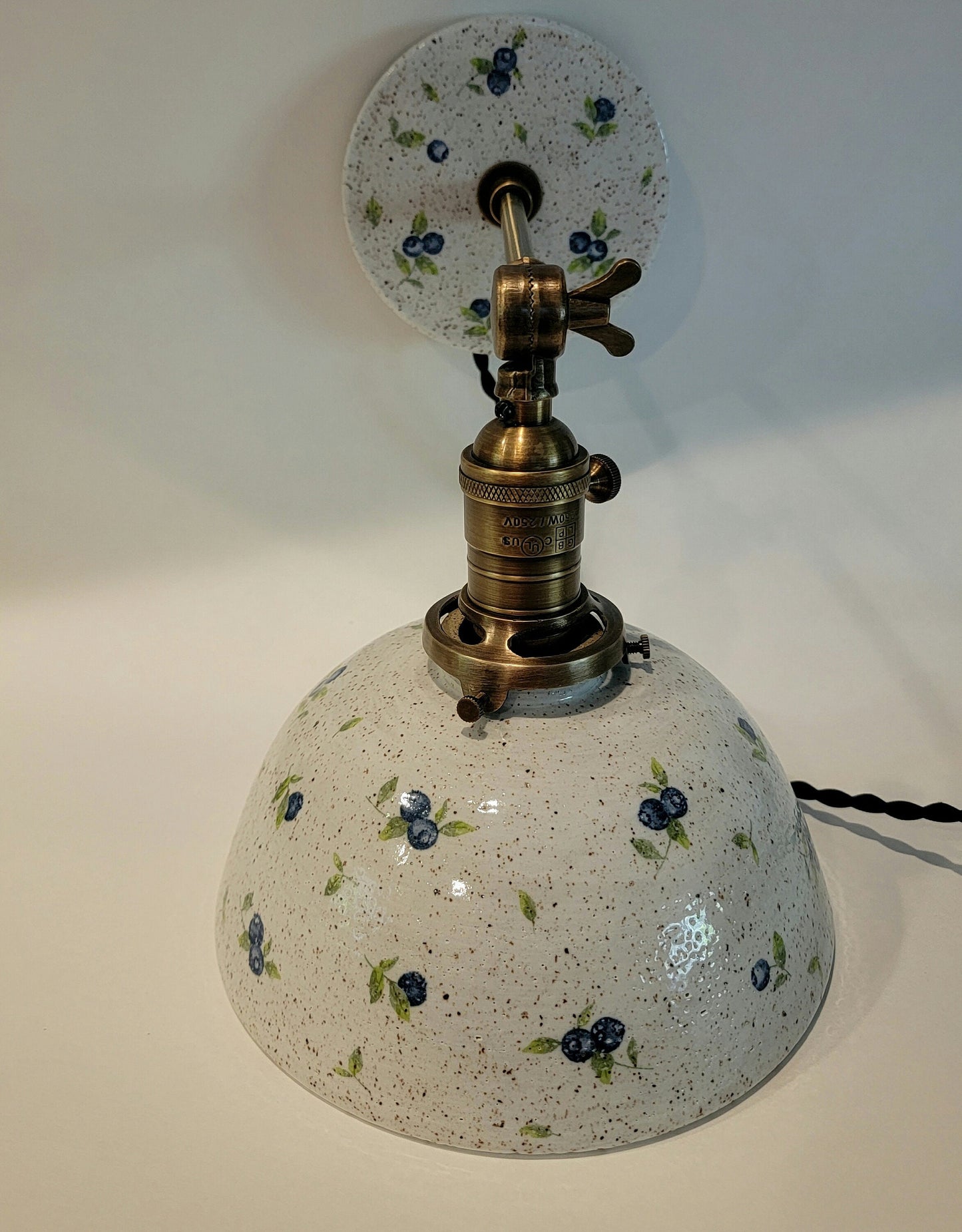 Style#102  Beautiful handcrafted blueberry sconce, Farmhouse wall sconce, wall sconce light, pottery lamp, ceramic wall sconce, kitchen lamp