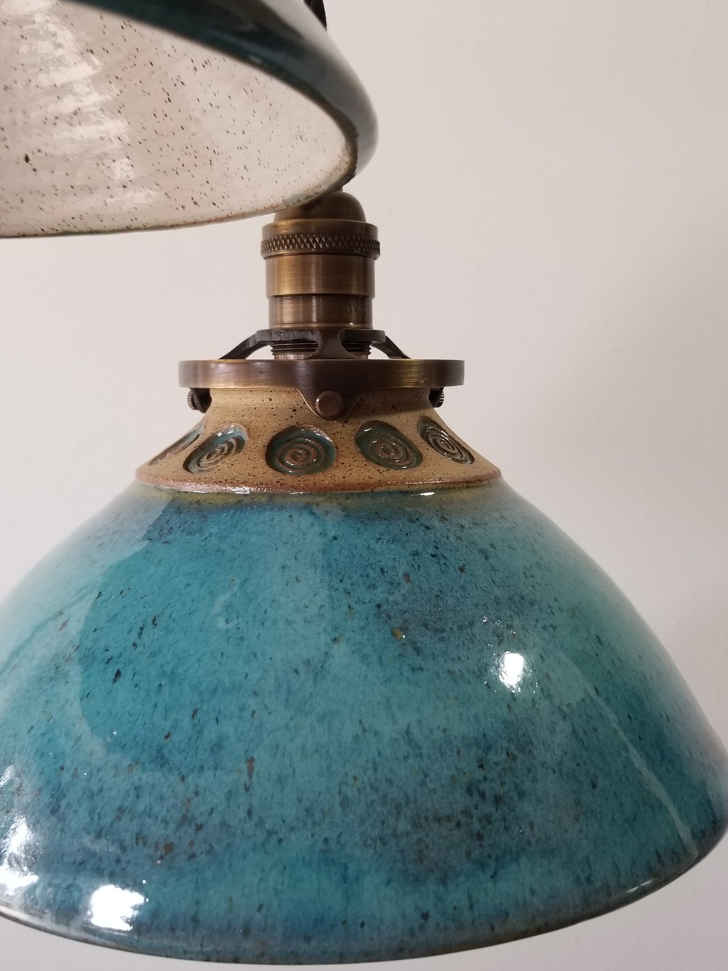 Style#054 Circle of Life, Handstamped, Hanging Pendant Lamp, sold separately, Kitchen island light, Hanging pottery lamp, ceramic lamp,