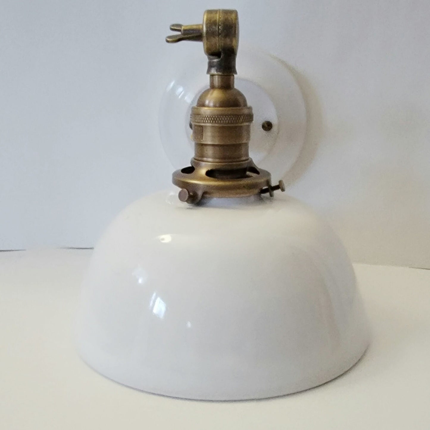 Style#066 White farmhouse lamp, with,adjustable arm, and vintage looking wall plate, wall light, bedside wall light, plug in wall sconce,