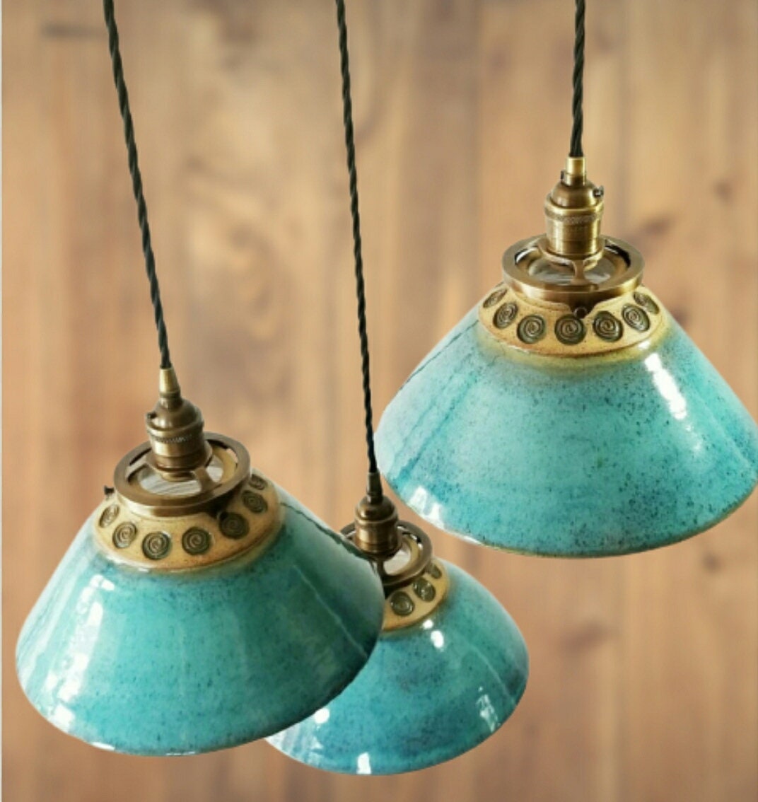 Style#054 Circle of Life, Handstamped, Hanging Pendant Lamp, sold separately, Kitchen island light, Hanging pottery lamp, ceramic lamp,
