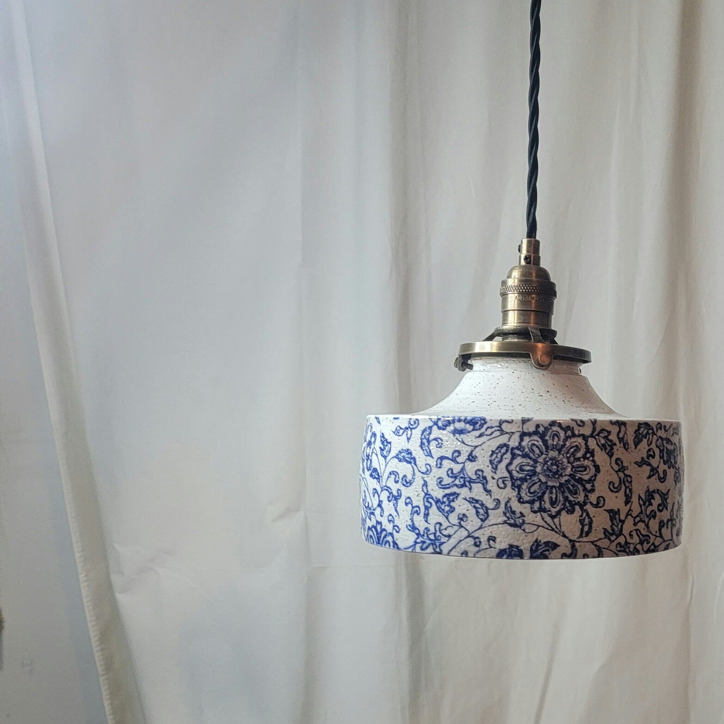 Style#069  Floral Farm house light, modern farmhouse light, hanging clay lamp, kitchen island lights, housewarming gift, artisan clay lamp