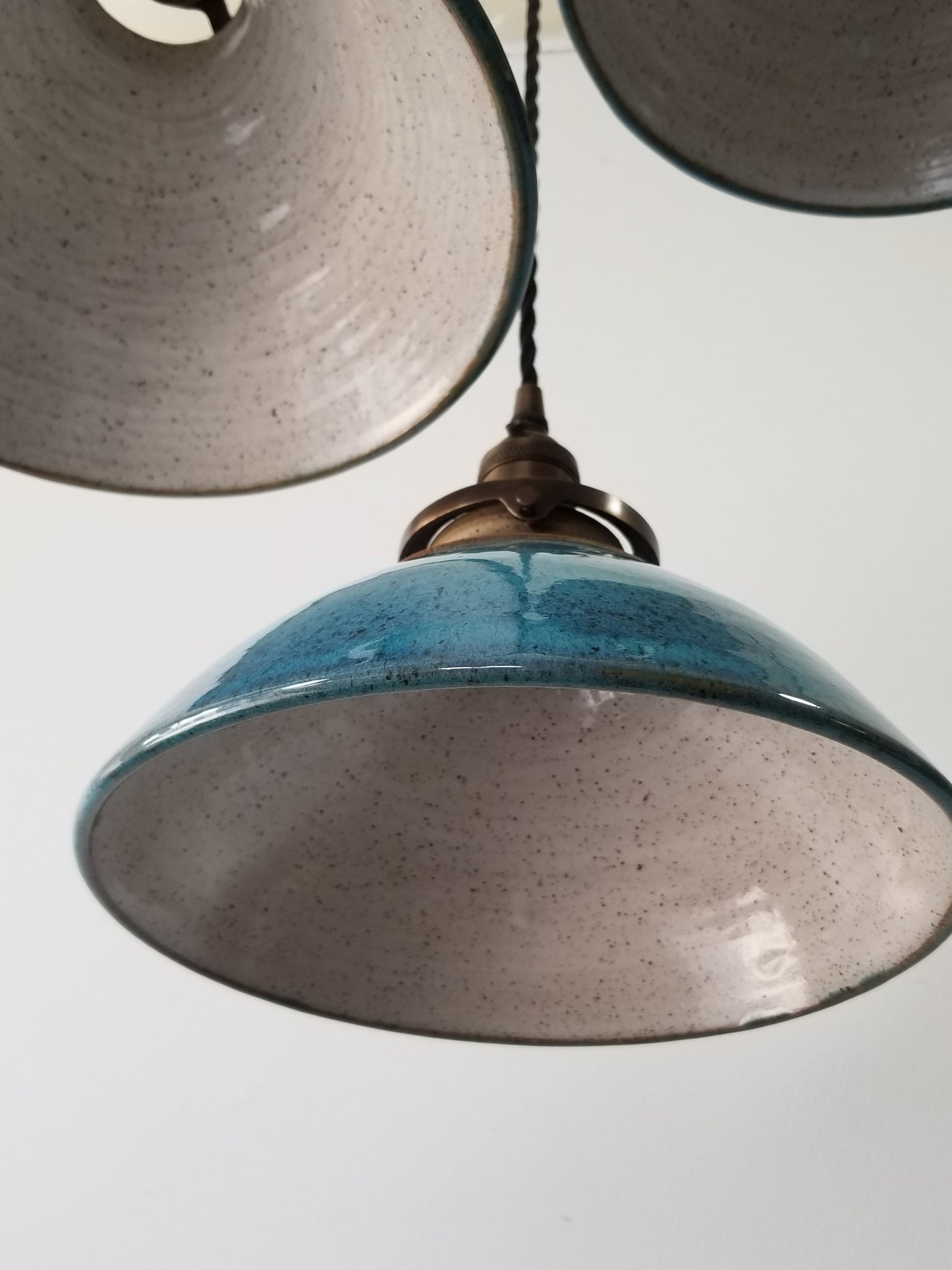 Style#054 Circle of Life, Handstamped, Hanging Pendant Lamp, sold separately, Kitchen island light, Hanging pottery lamp, ceramic lamp,