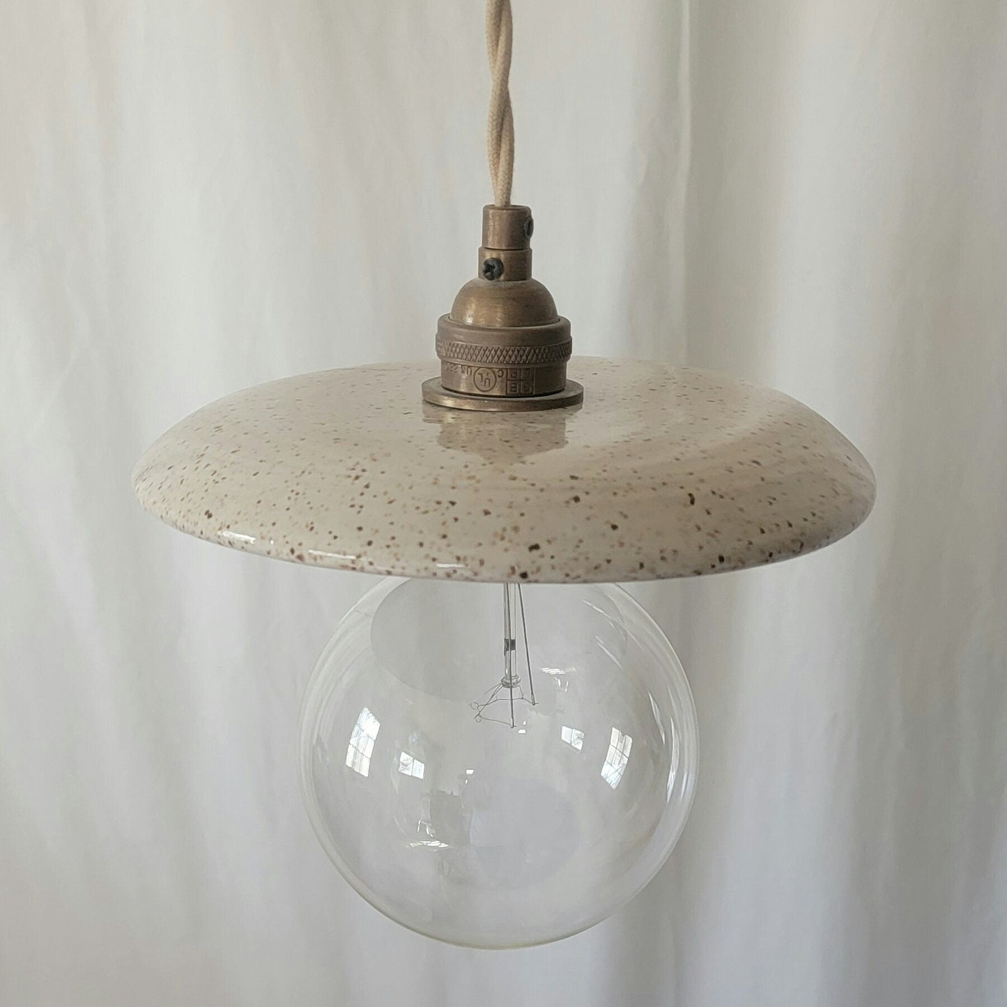 Style#104 Beautiful egg shell cream speckled pendant light