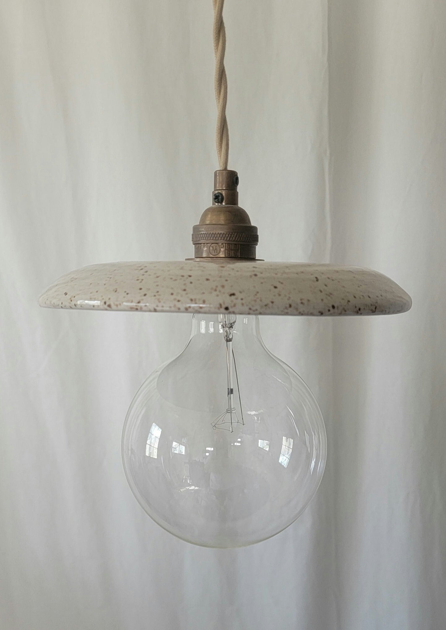 Style#104 Beautiful egg shell cream speckled pendant light