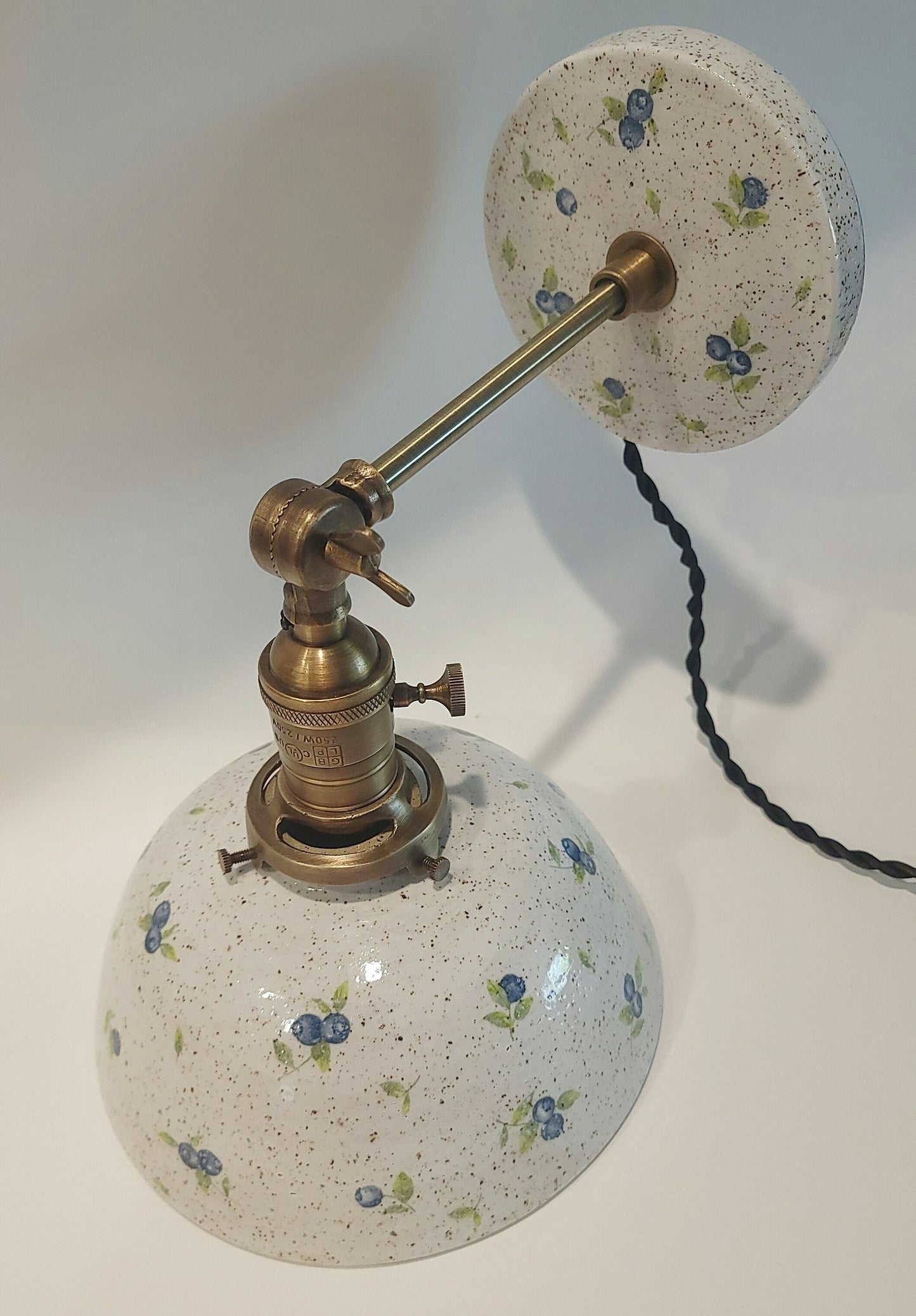 Style#102  Beautiful handcrafted blueberry sconce, Farmhouse wall sconce, wall sconce light, pottery lamp, ceramic wall sconce, kitchen lamp