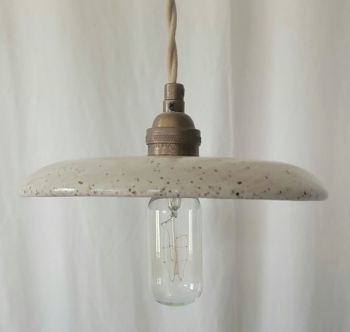 Style#104 Beautiful egg shell cream speckled pendant light