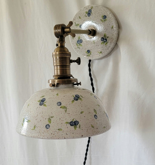 Style#102  Beautiful handcrafted blueberry sconce, Farmhouse wall sconce, wall sconce light, pottery lamp, ceramic wall sconce, kitchen lamp